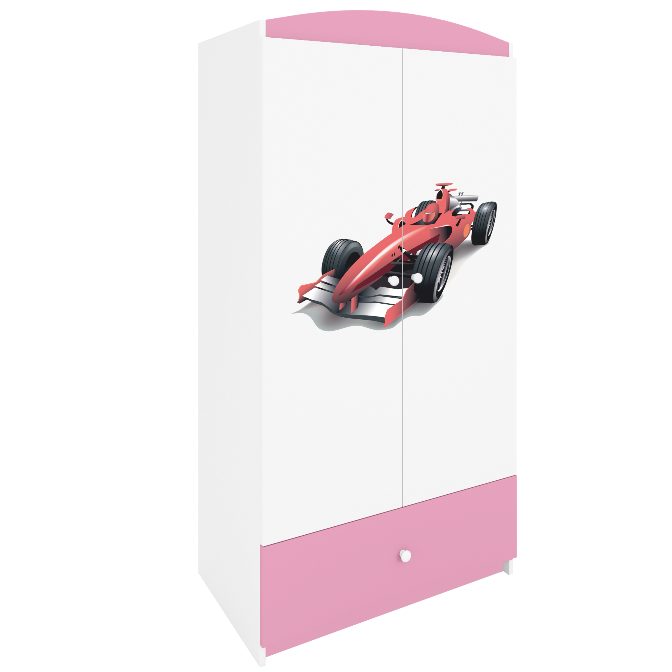 KINDERKLEIDERSCHRANK Formel 1 - Hellrosa, Holzwerkstoff (90/175/52cm) - RAUMHIRSCH FURNITURE