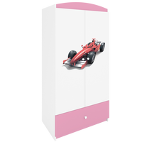 KINDERKLEIDERSCHRANK Formel 1 - Hellrosa, Holzwerkstoff (90/175/52cm) - RAUMHIRSCH FURNITURE