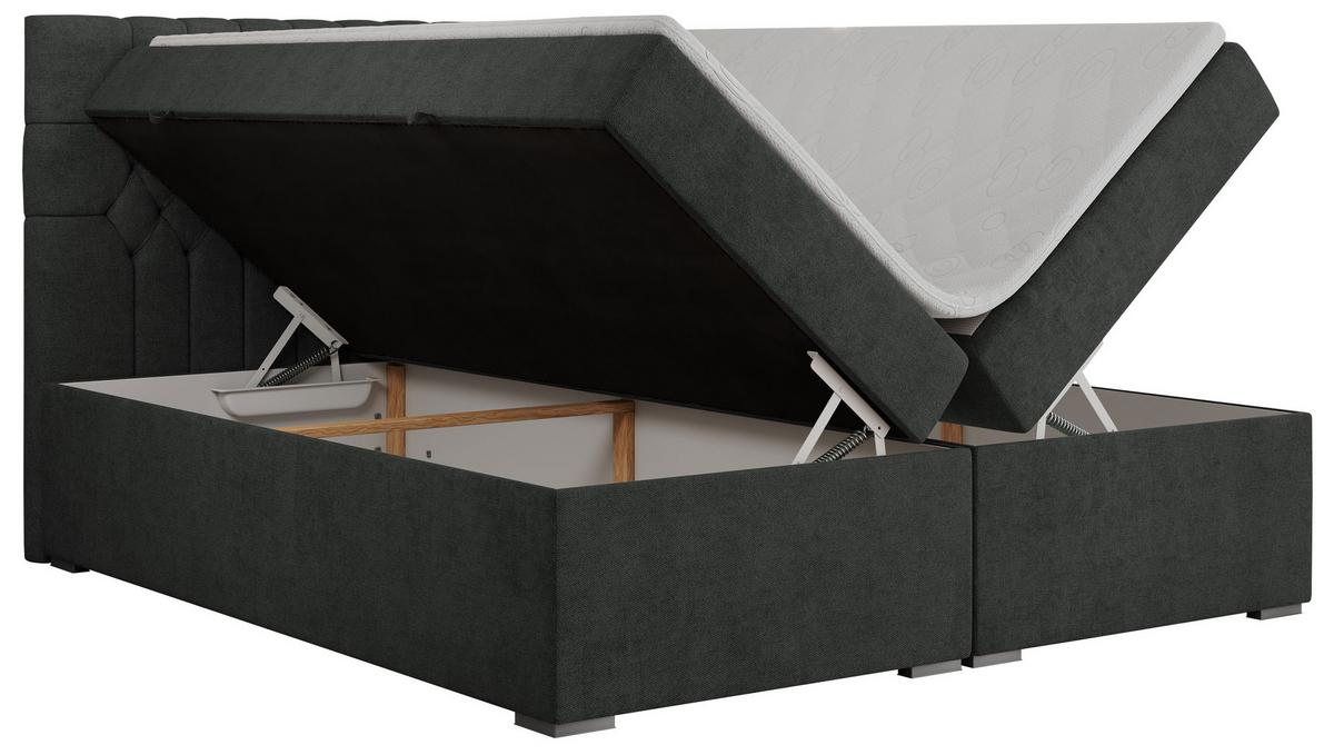BOXBETT PERA 200/200 Dunkelgrau Struktur - H3 - Dunkelgrau, Holz/Textil (200/200cm) - MKS