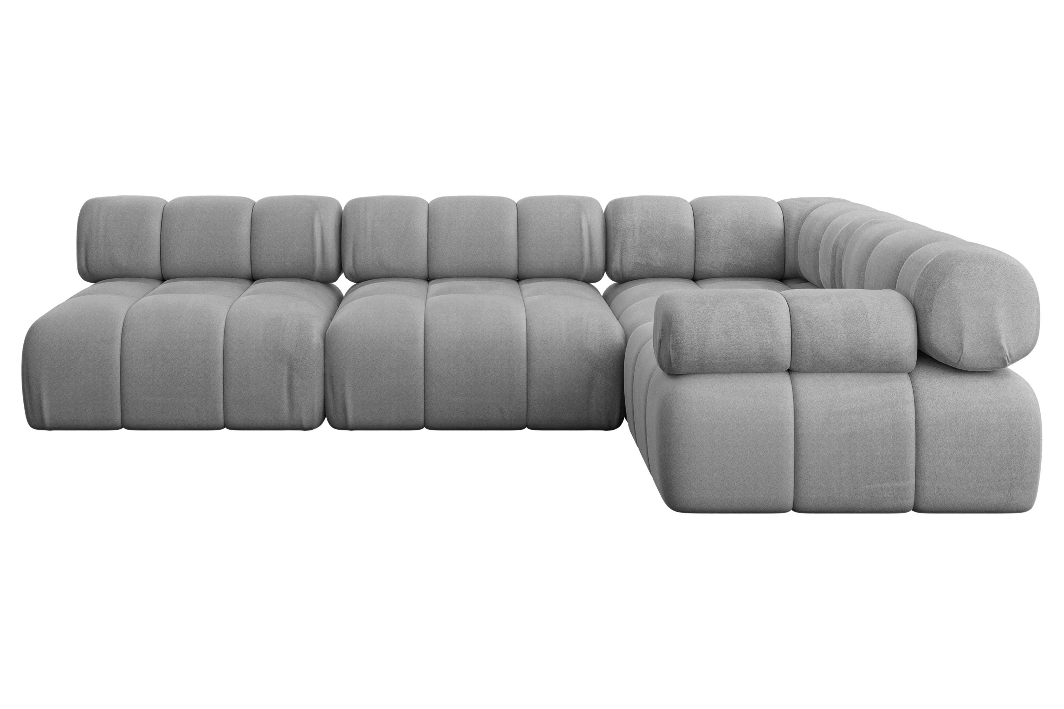 ECKSOFA modulares Sofa Mende-L2 - 285x190x70 cm Hellgrau Velours - Hellgrau, Holzwerkstoff/Textil (285/190cm) - ALTDECOR