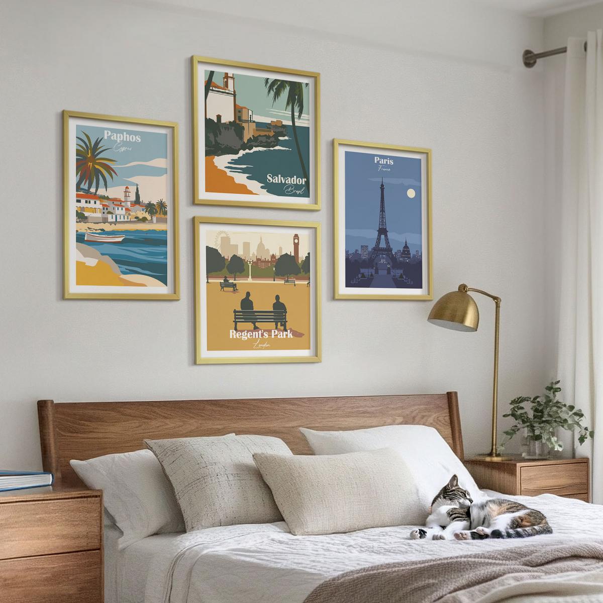 BILDER SET 4er Set - 50x50 cm & 40x60 cm Goldrahmen - Architektur der Küstenstädte - Goldfarben, Kunststoff (50/50cm) - TULUP