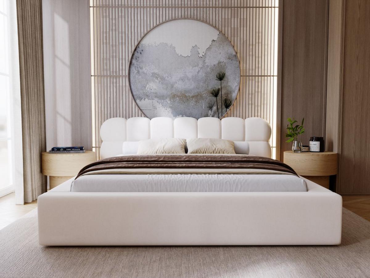 POLSTERBETT Plaza 180x200 Creme - Creme/Naturfarben, Holz/Kunststoff (180/200cm) - Graingold