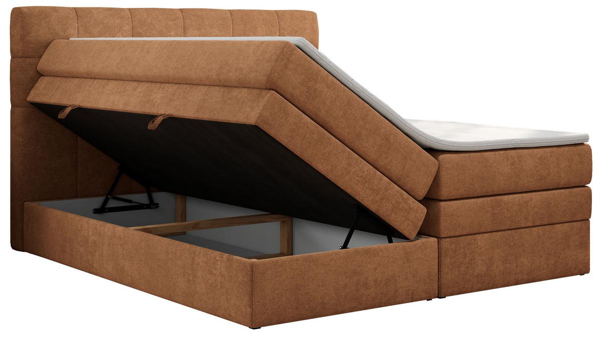 BOXSPRINGBETT LUKA KING 180/200 Orange Struktur - H3 - Orange, Holz/Textil (180/200cm) - MKS