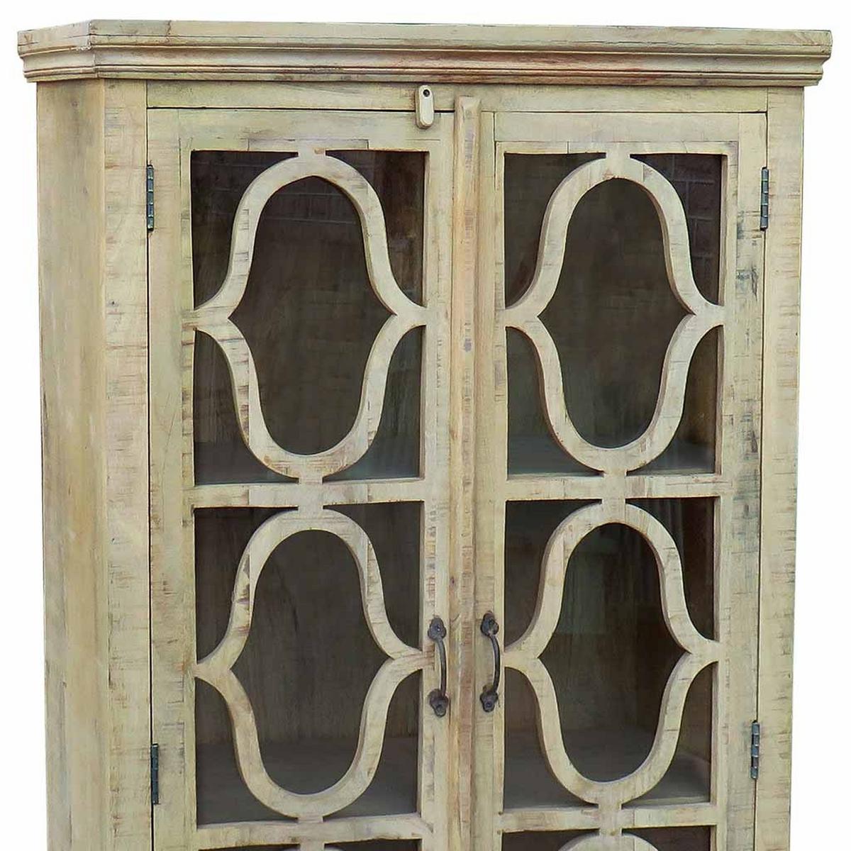 VITRINE aus Holz, weiß, 100x45x196cm - Beige, Holz (100/196/45cm) - Wanderlust