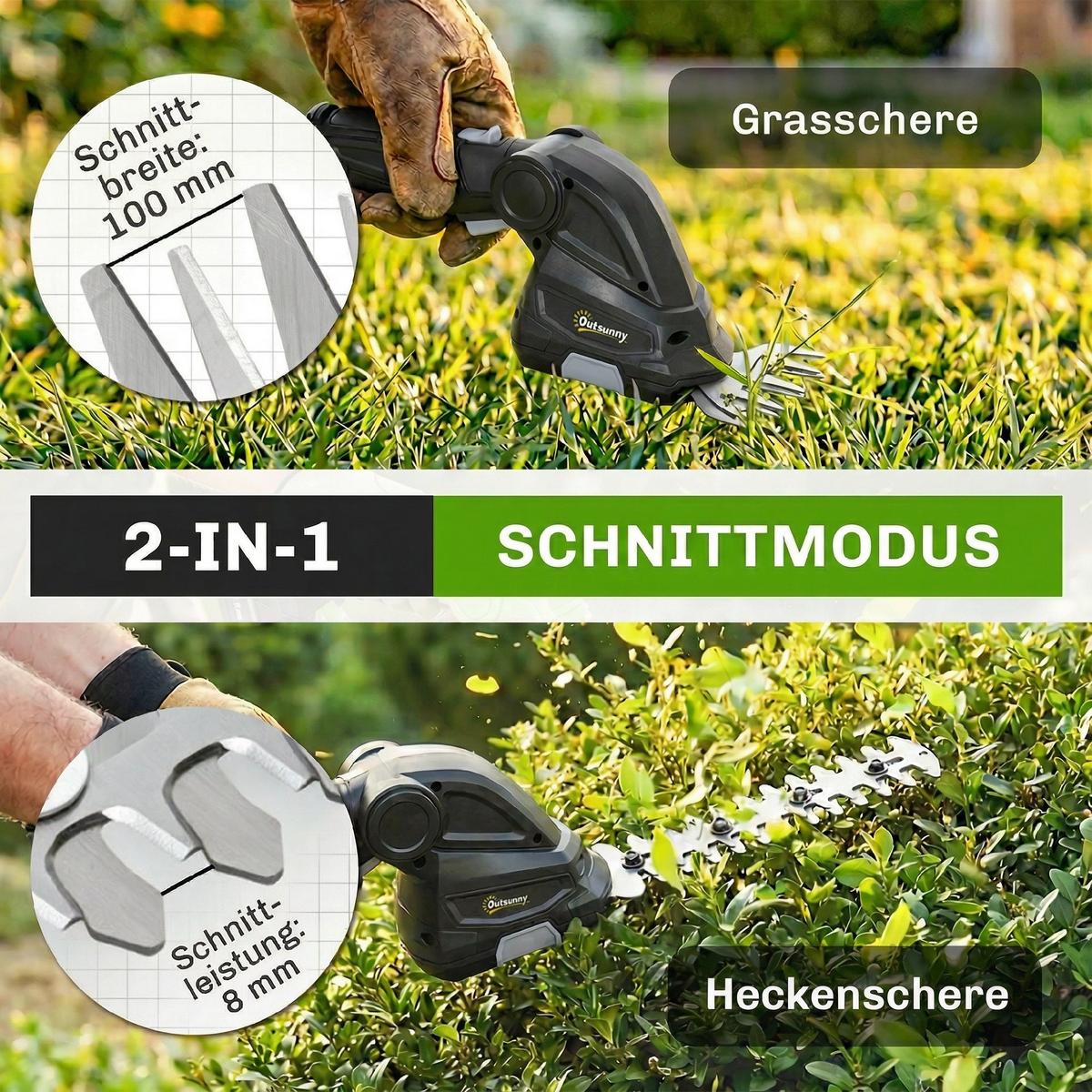 HECKENSCHERE ABS 65Mn Schwarz - Schwarz, Kunststoff (8.5/12/47cm) - Outsunny