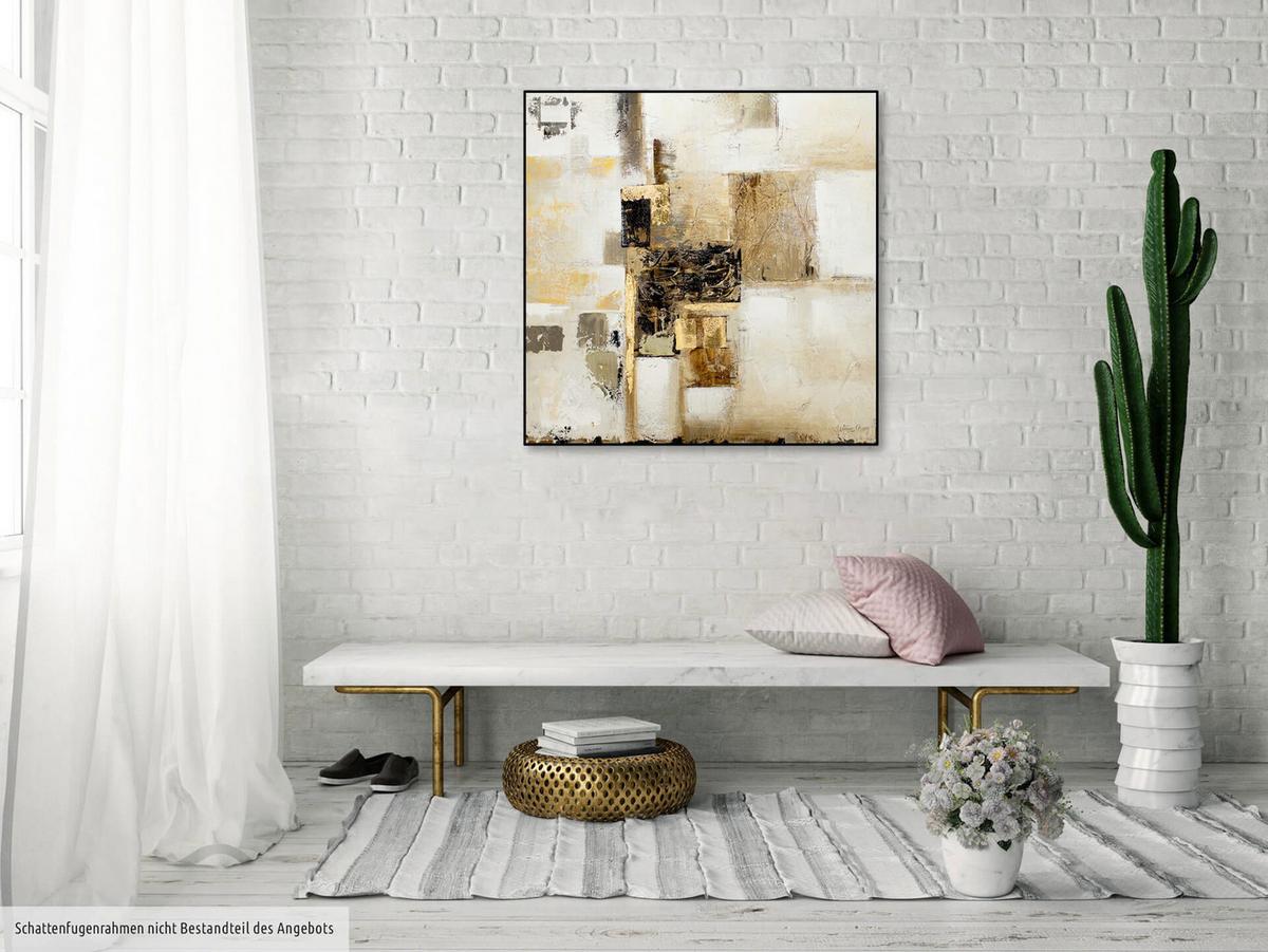 ÖLGEMÄLDE 80/80 cm - Beige/Goldfarben, Holz/Textil (80/80cm) - KUNSTLOFT