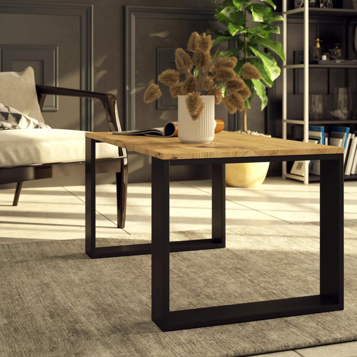COUCHTISCH Eiche Artisan, Schwarz 45/92/53 - Schwarz/Eiche Artisan, Textil (53/92/45cm) - RAUMHIRSCH FURNITURE