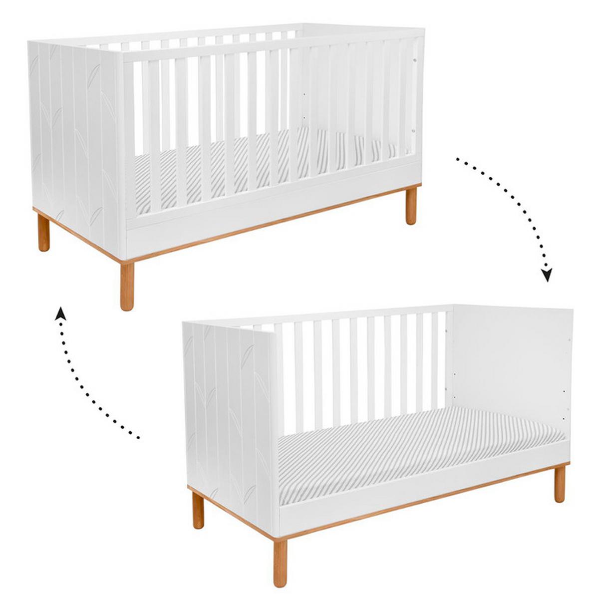 BABYZIMMER 2-teilig Weiß und Holz - Weiß, Holzwerkstoff (144/90/74cm) - Petits-meubles