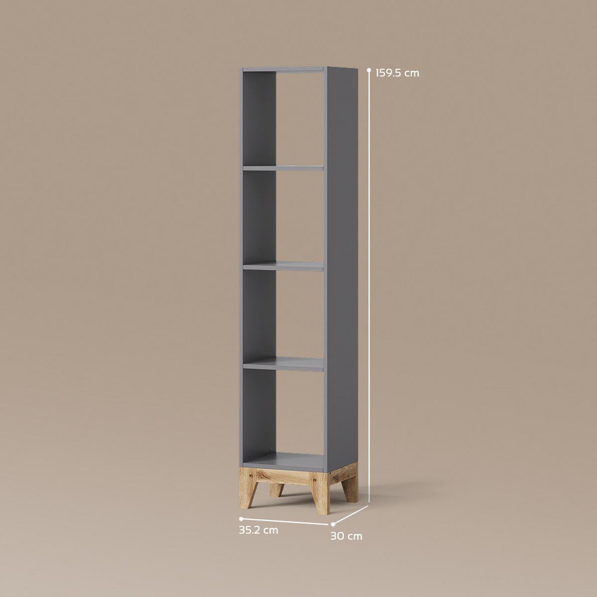KINDERREGAL Mailo Grau/Artisan 35.2 x 159.5 cm - Eiche Artisan/Grau, Holzwerkstoff (35.2/159.5/30cm) - Livinity®