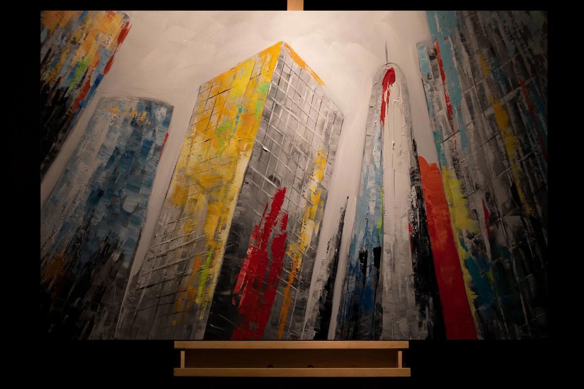 ACRYLBILD HANDGEMALT 120/80 cm - Multicolor/Grau, Holz/Textil (120/80cm) - KUNSTLOFT