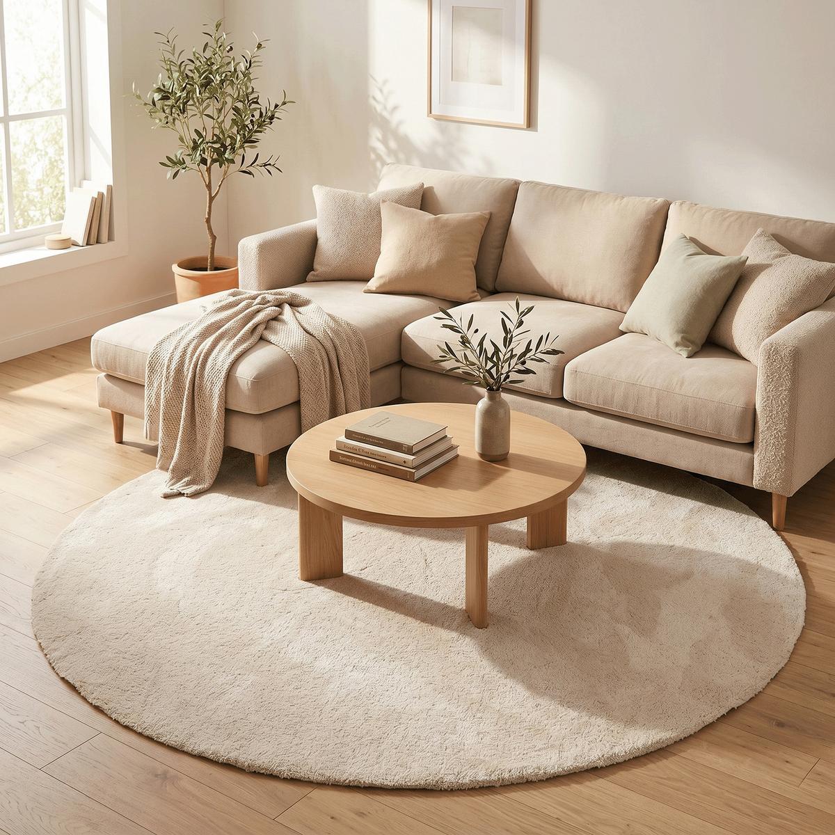 SUPER SOFT HOCHFLORTEPPICH LIVORNO RUND - Creme, Textil (100/100cm) - Snapstyle