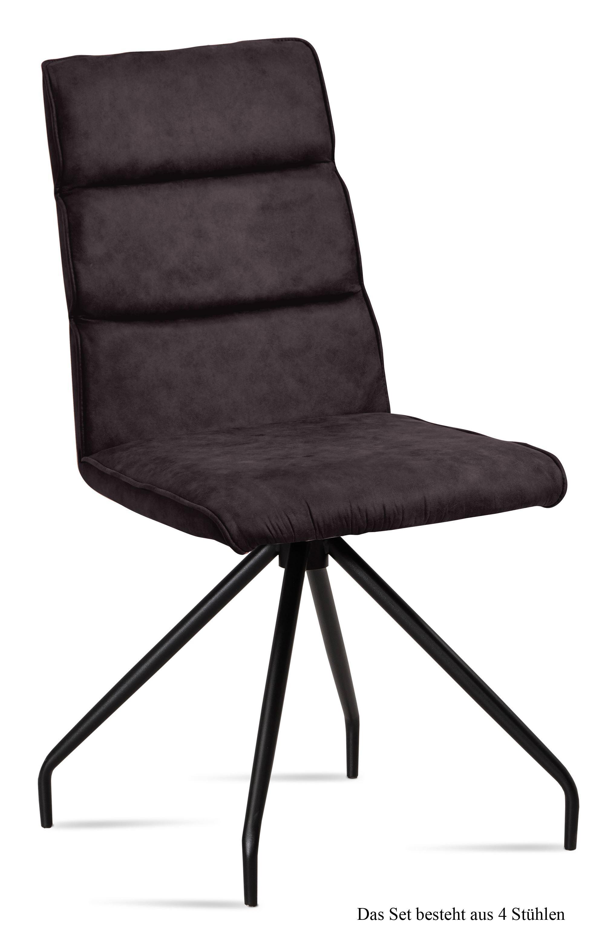 ESSZIMMERSTUHL (4er-Set) Devnet 47x92x60 Schwarz/Espresso - Dunkelbraun/Schwarz, Kunststoff (60/92/47cm) - 58aufmkessel