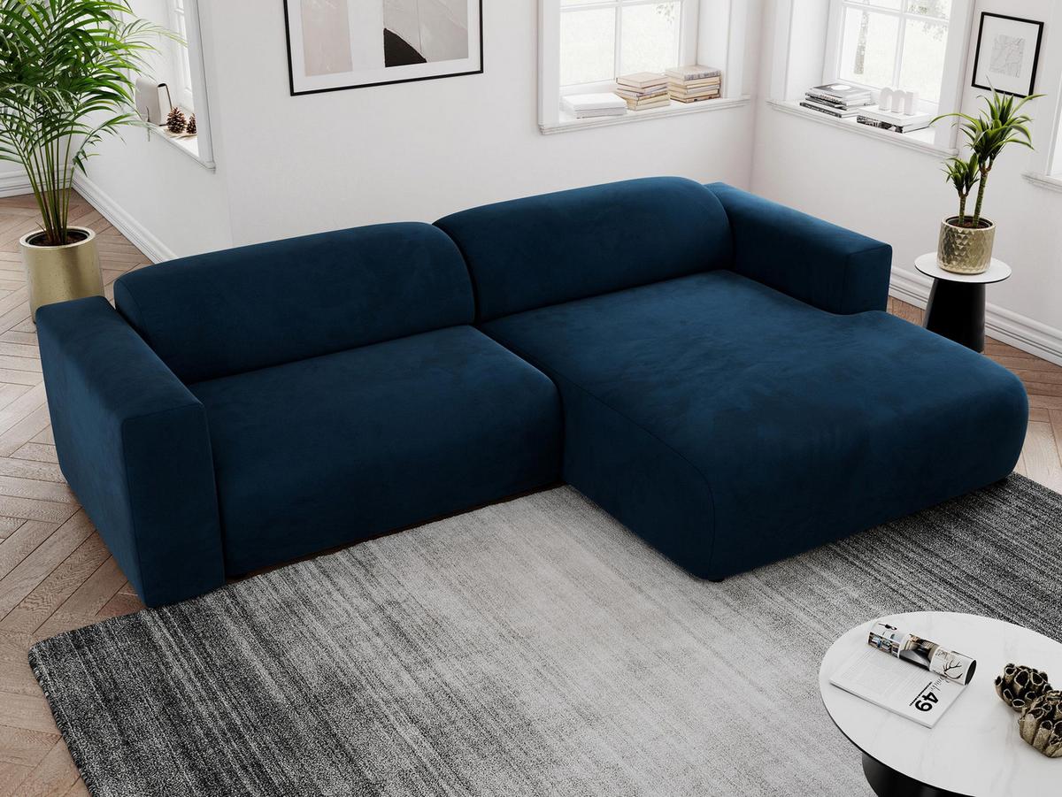 OFERTA WYCOFANA ECKSOFA PASADENA Dunkelblau Velvet Rechts Seite - Schwarz/Dunkelblau, Kunststoff/Textil (288/180cm) - MKS
