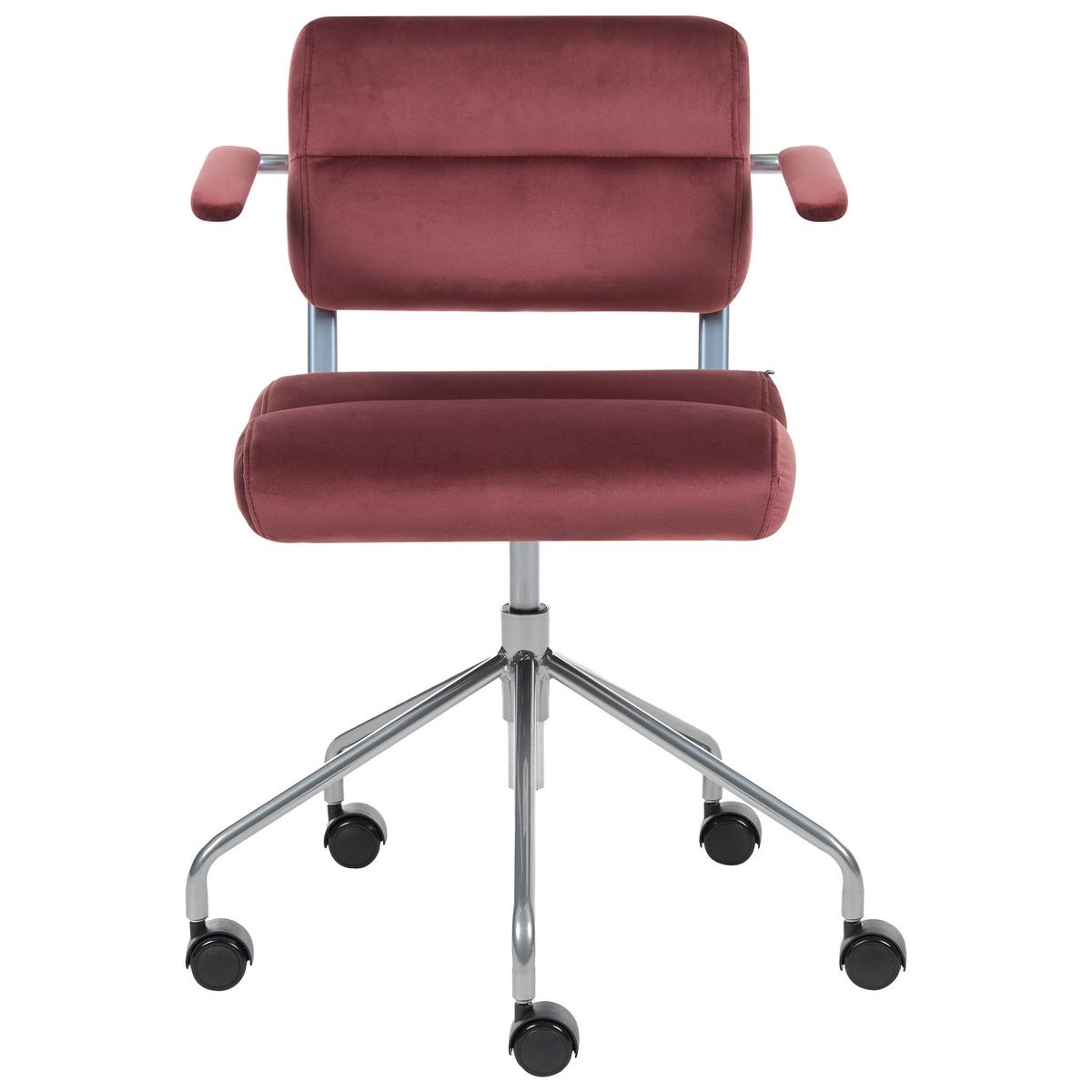 SCHREIBTISCHSTUHL Samtstoff Burgunderrot Candor - Dunkelrot, Kunststoff/Textil (47/74/45cm) - Beliani