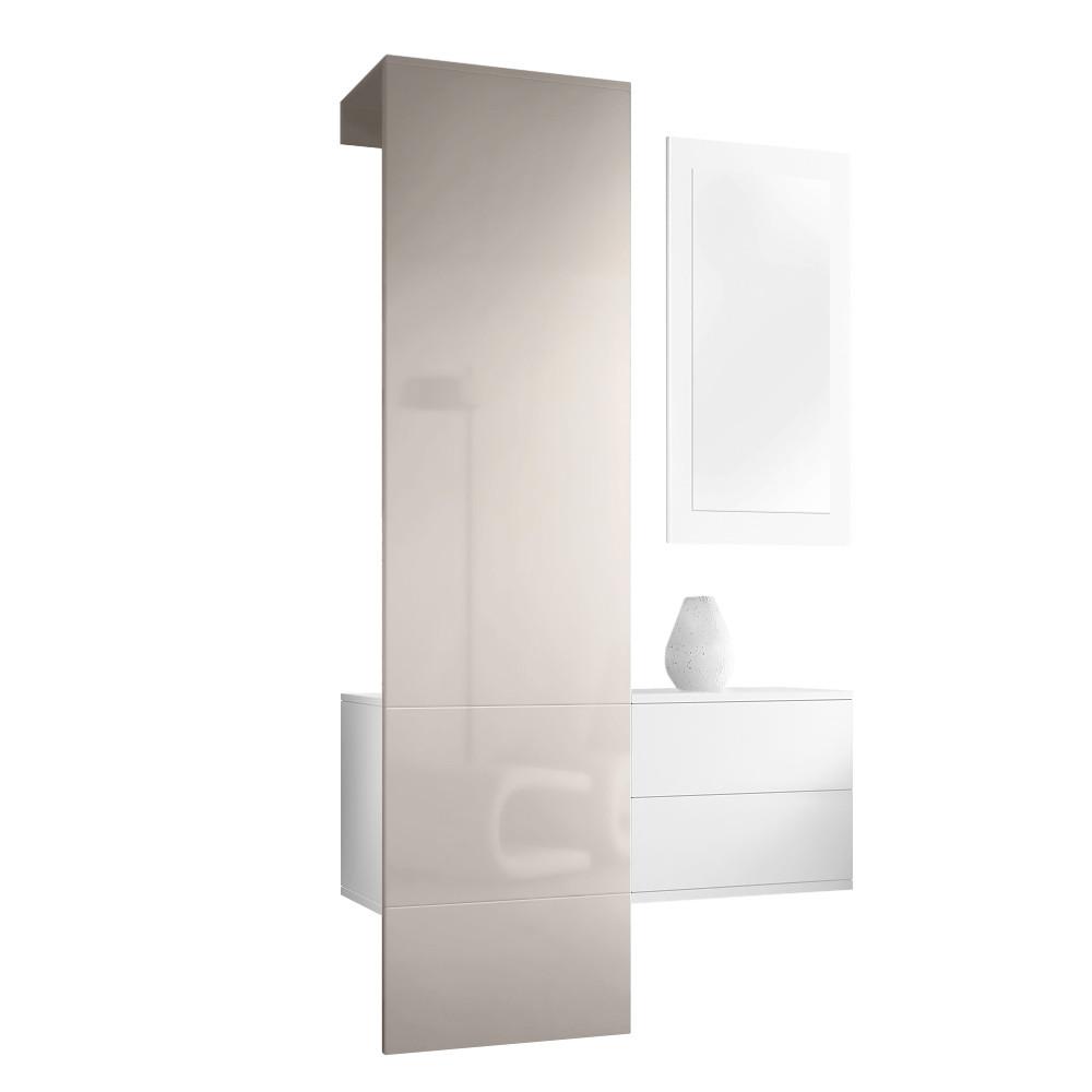 GARDEROBE Carlton Paneel in Sandgrau Hochglanz - Sandfarben, Holzwerkstoff (105/193/35cm) - Vladon
