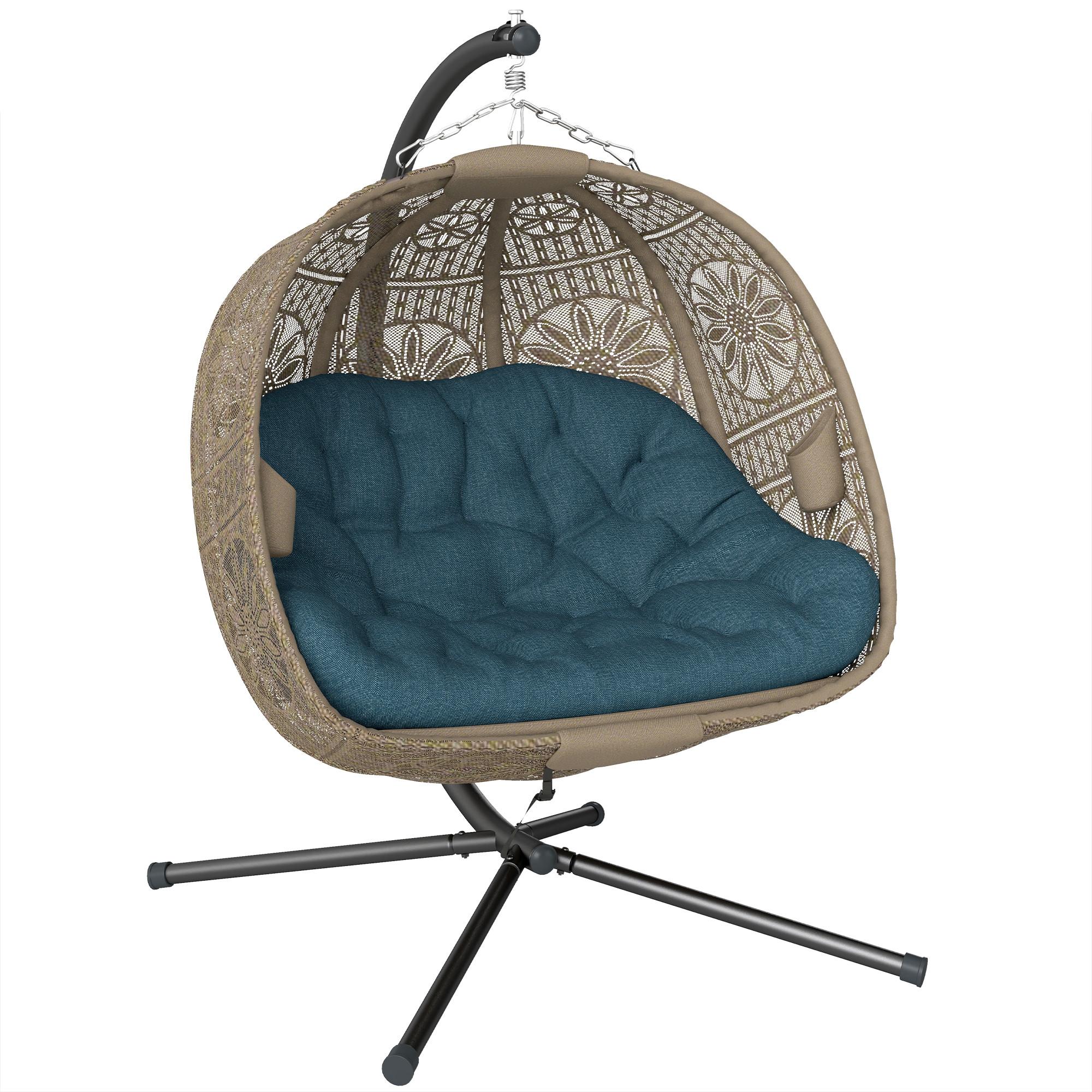 HÄNGESESSEL, Stahl, Polyester, Schwarz - Multicolor, Metall (126/172/132cm) - Outsunny