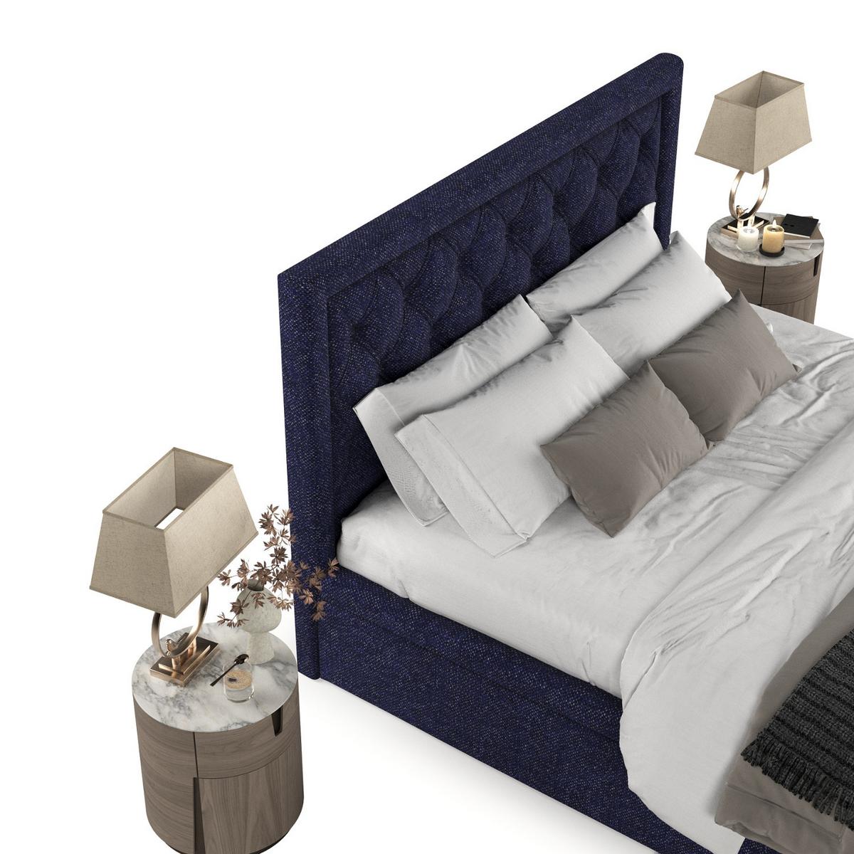 POLSTERBETT Nicobar mit Stauraum 200/200 cm Marineblau im Alta Stoff - Schwarz/Dunkelblau, Holz/Holzwerkstoff (200/200cm) - AltaBeds