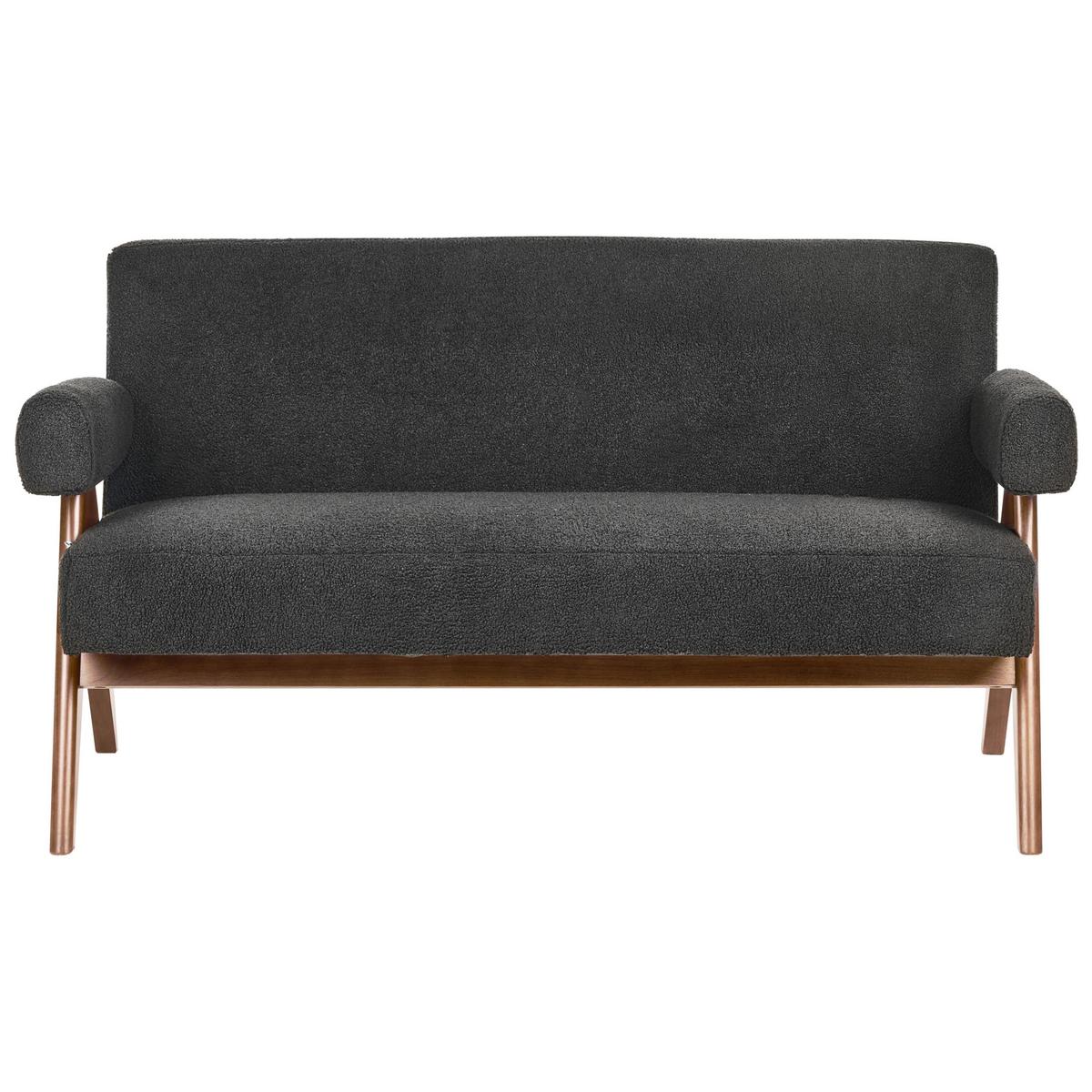 2-SITZER-SOFA Bouclé Schwarz/Dunkelbraun Tamre - Schwarz, Textil (148/79/78cm) - Beliani