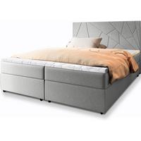 BOXBETT MADO 200x200 cm mit Matratze und Topper, H2+H3 - Hellgrau - Hellgrau, Holz (200/200cm) - MASSENO