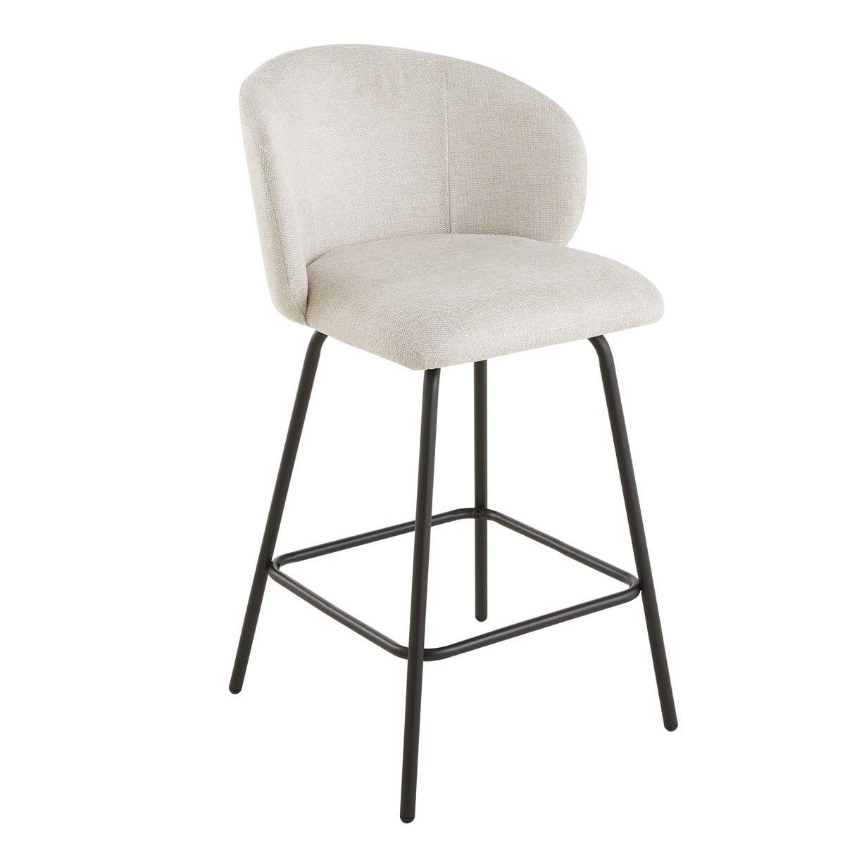 2ER-SET Hocker aus meliertem Stoff mit Metallbeinen Sorrel 53/50/89 cm - Beige, Holzwerkstoff (50/89/51cm) - Calicosy