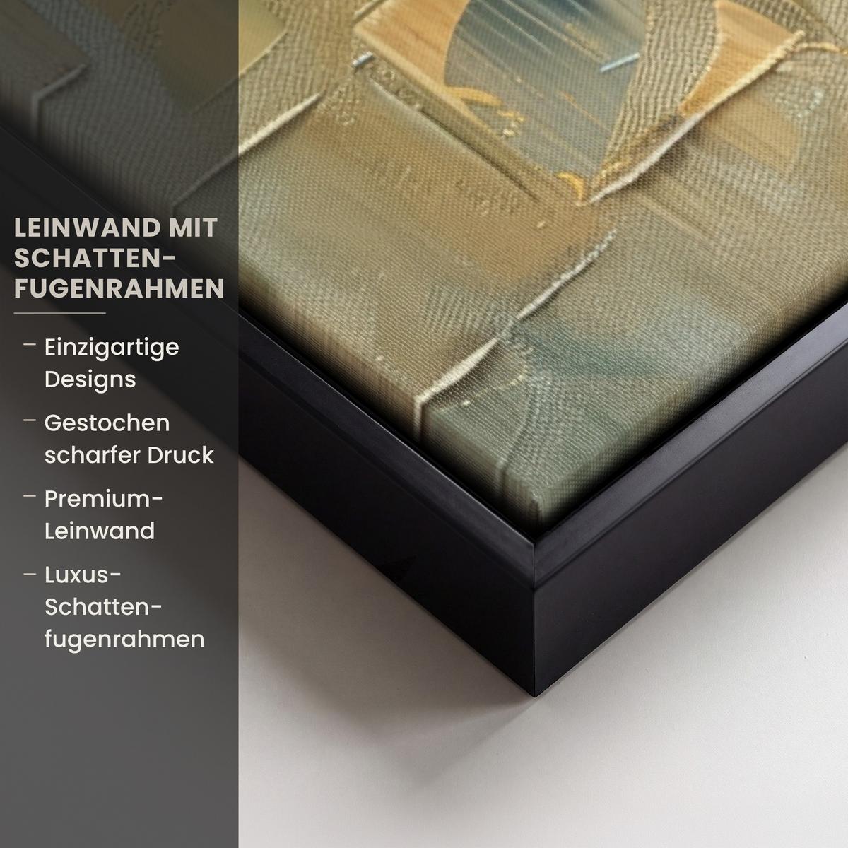 LEINWAND Bilder mit Rahmen - Baum - Abstrakt - Natur - Kunst - 40x60 - Goldfarben, Textil (40/60cm) - MuchoWow