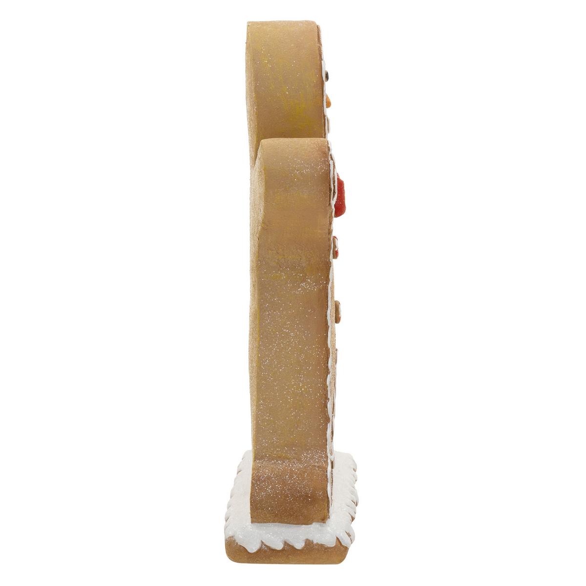 LEBKUCHENMANN-FIGUR mit Fliege 75 cm Weihnachtsdeko Innen mit LED-Beleuchtung - Braun, Stein (50/75/20cm) - ECD-Germany