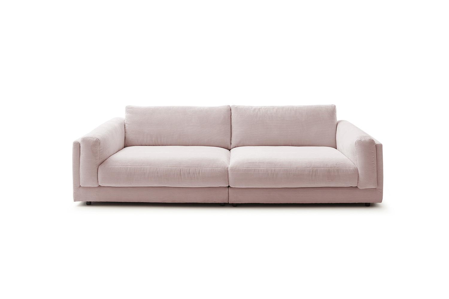 BIG SOFA RAINA Pink Cord - Schwarz/Rosa, Kunststoff/Textil (294/85/150cm) - KAWOLA