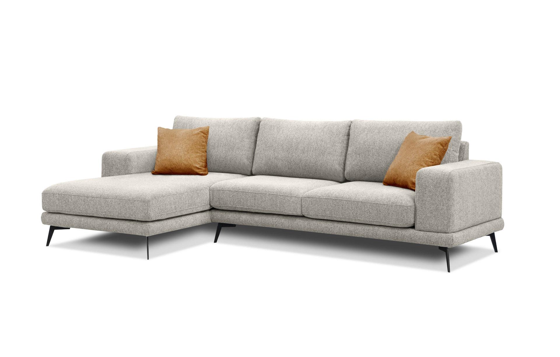 ECKSOFA MEDIOLANE 5-Sitzer, hellgrau - Hellgrau, Holzwerkstoff/Textil (158/282cm) - Wozimo