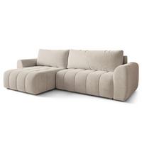 ECKSOFA MODARO CL Creme Samtstoff mit Schlaffunktion - Creme, Holzwerkstoff/Textil (285/148cm) - MASSENO