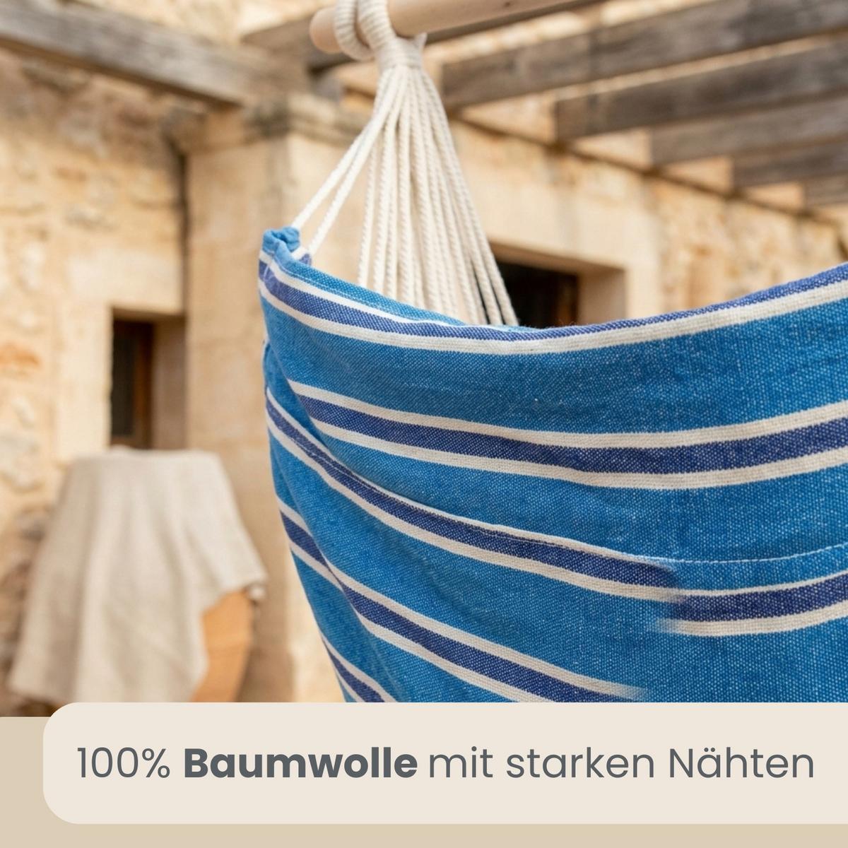 XXL HÄNGESESSEL 185/130 cm Belastbar bis 150 kg Multicolor - Blau, Textil (130/155/185cm) - Amanka