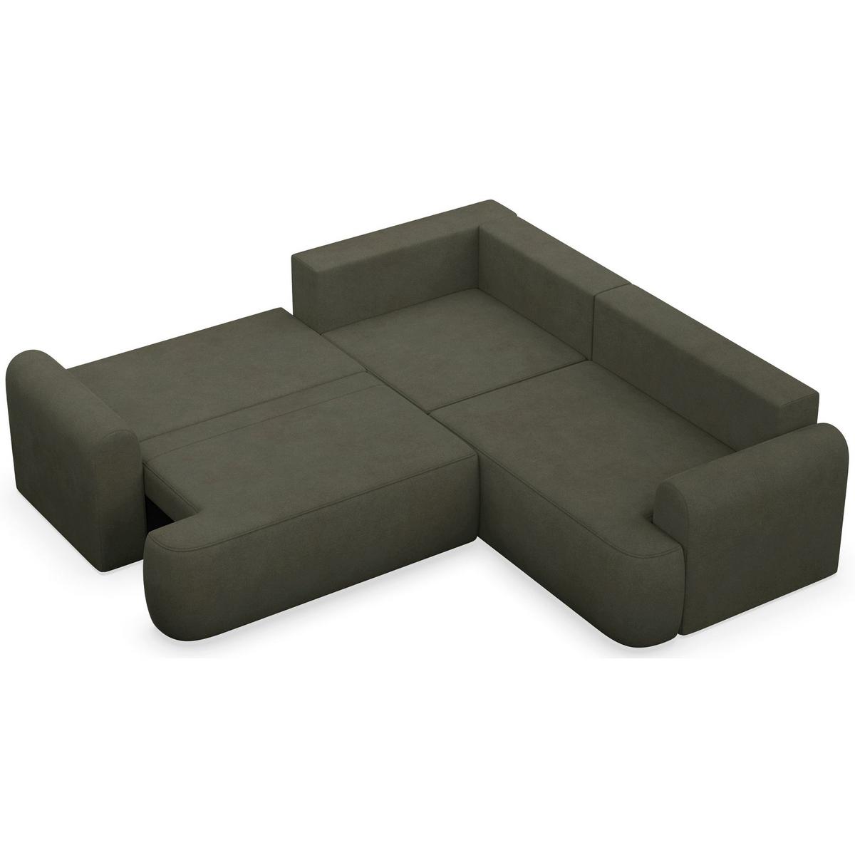 ECKSCHLAFSOFA Ovo OLIVFARBENER VELOURSSTOFF universell MIT BETTKASTEN - Schwarz/Olivgrün, Kunststoff/Textil (245/245cm) - Selsey