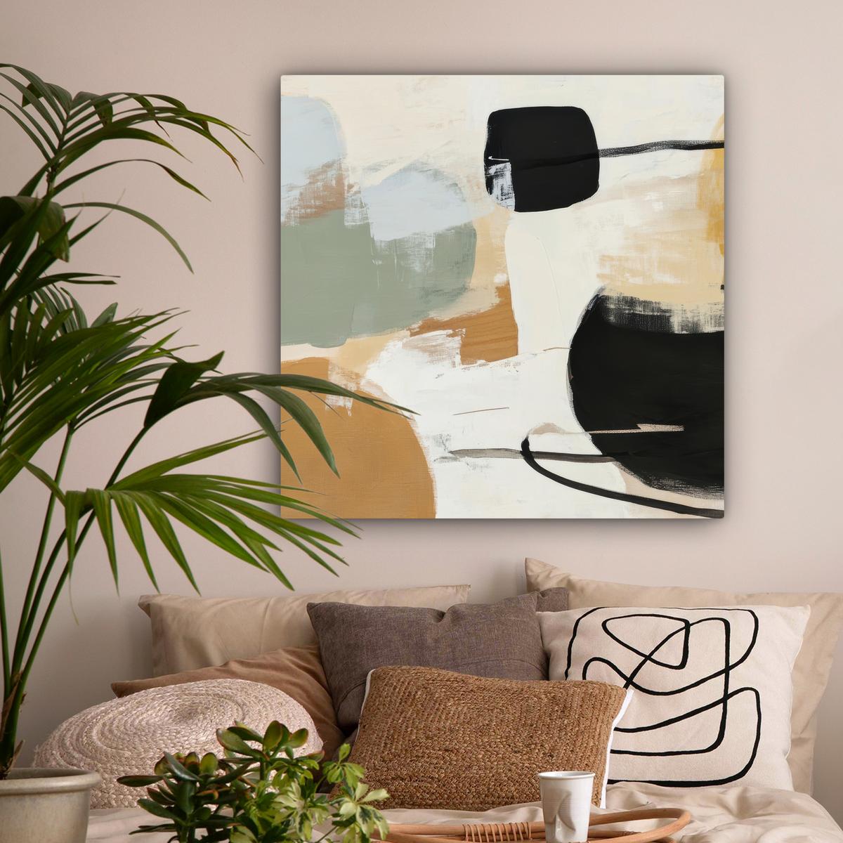 LEINWANDBILD Farbe - Abstrakt - Farben Deko Groß 90x90 cm - Currygelb, Textil (90/90cm) - MuchoWow