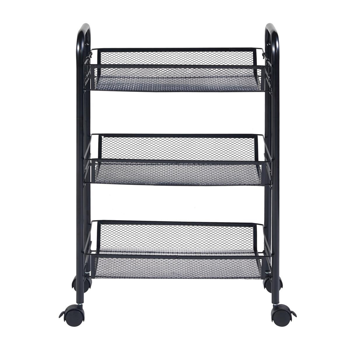 ROLLWAGEN Tromsø - Schwarz, Metall (44/63/26cm) - [en.casa]