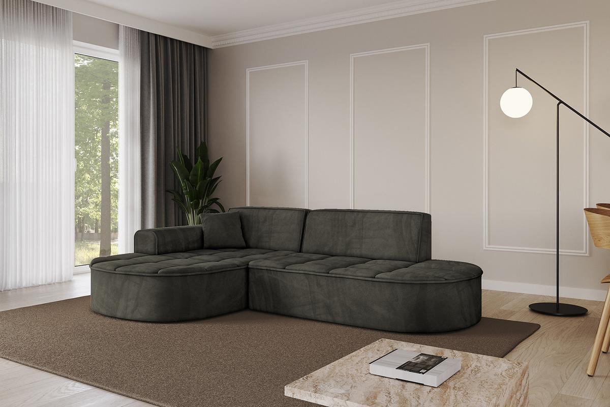 ECKSOFA Ottomane Links TARO-L1 - 243x171x79,5 cm Schwarz - Schwarz, Holzwerkstoff/Textil (243/171cm) - ALTDECOR