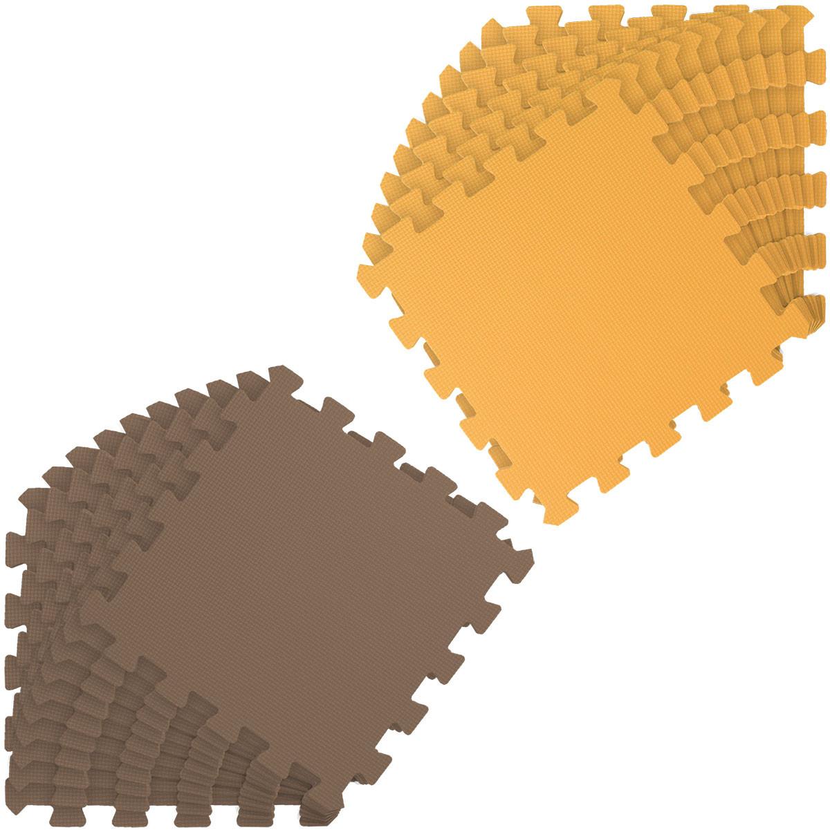 SPIELMATTE ab Null - 180/90/1 cm Puzzlematte Blau - Gelb/Braun, Kunststoff (30/30cm) - Littletom