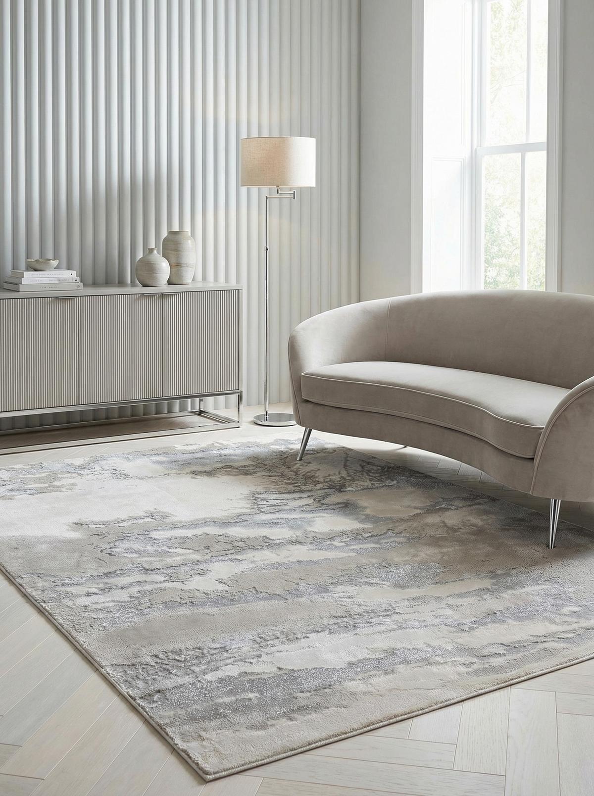 TEPPICH SARNTAL, abstrakt, Silbergrau, 120 x 170 cm - Silberfarben, Textil (170/120cm) - KADIMA DESIGN