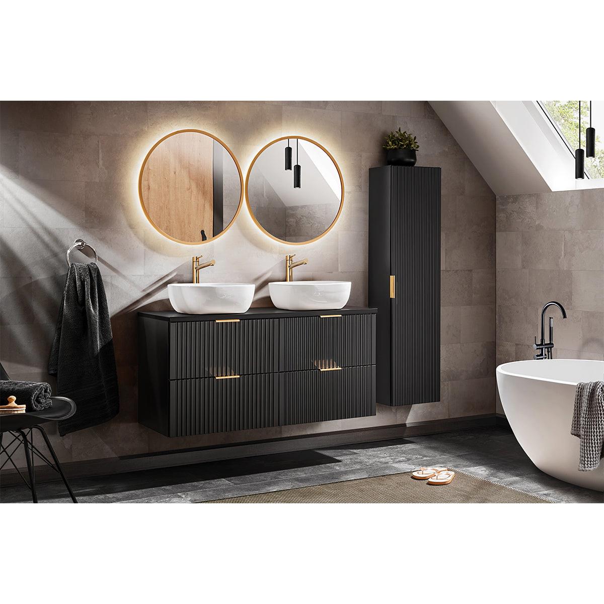 WASCHTISCHUNTERSCHRANK 120.8cm Adriel Mattschwarz - Schwarz, Holzwerkstoff (120.8/59/46cm) - Petits-meubles