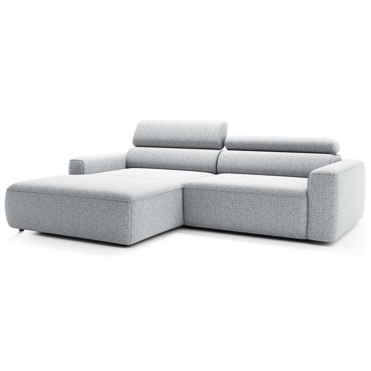 ECKSOFA Fando mit Schlaffunktion, L-Form, 4-Sitzer 252 cm, links Flechtstoff Hellgrau - Hellgrau/Schwarz, Kunststoff/Textil (252/182cm) - Selsey