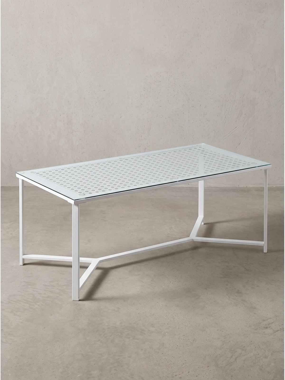 COUCHTISCH ALCUDIA, Einscheibensicherheitsglas, Weiß, 100 x 50 x 42 cm - Weiß, Glas/Metall (50/100/42cm) - KADIMA DESIGN