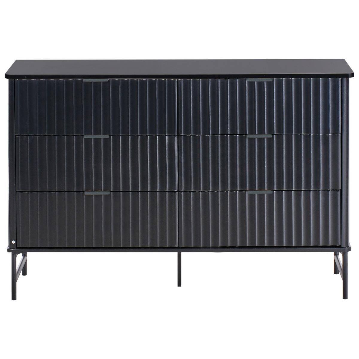 KOMMODE mit 6 Schubladen Schwarz Glastonbury - Schwarz, Holzwerkstoff (120/80/40cm) - Beliani