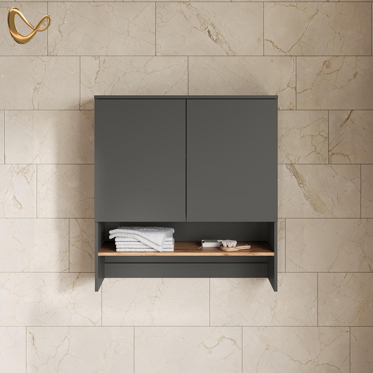 WASCHMASCHINENSCHRANK Paolina Anthrazit/Goldkraft Eiche 93.6 x 100.4 cm - Honigeiche/Anthrazit, Holzwerkstoff (93.6/100.4/29cm) - Livinity®