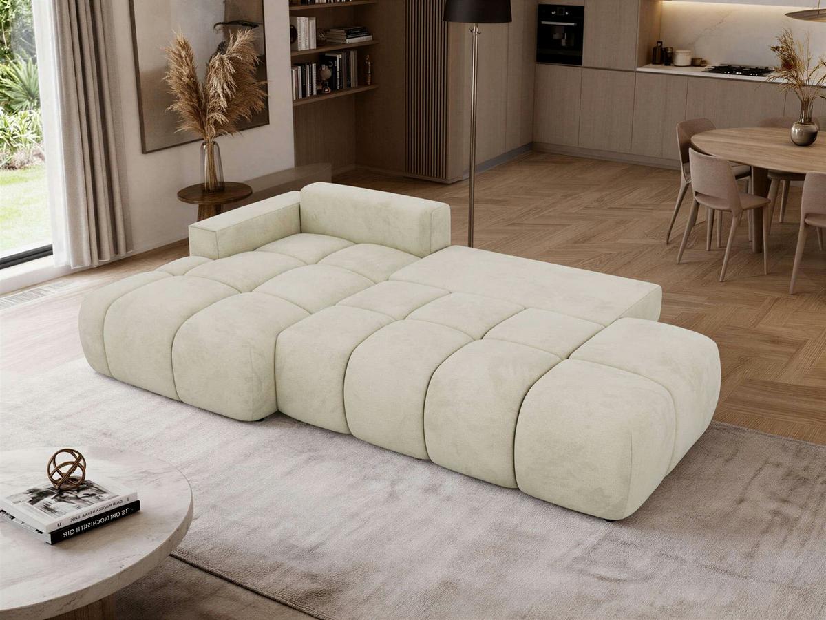 ECKSOFA LORAN L Beige Velvet - Links - Beige/Schwarz, Kunststoff/Textil (170/292cm) - MKS
