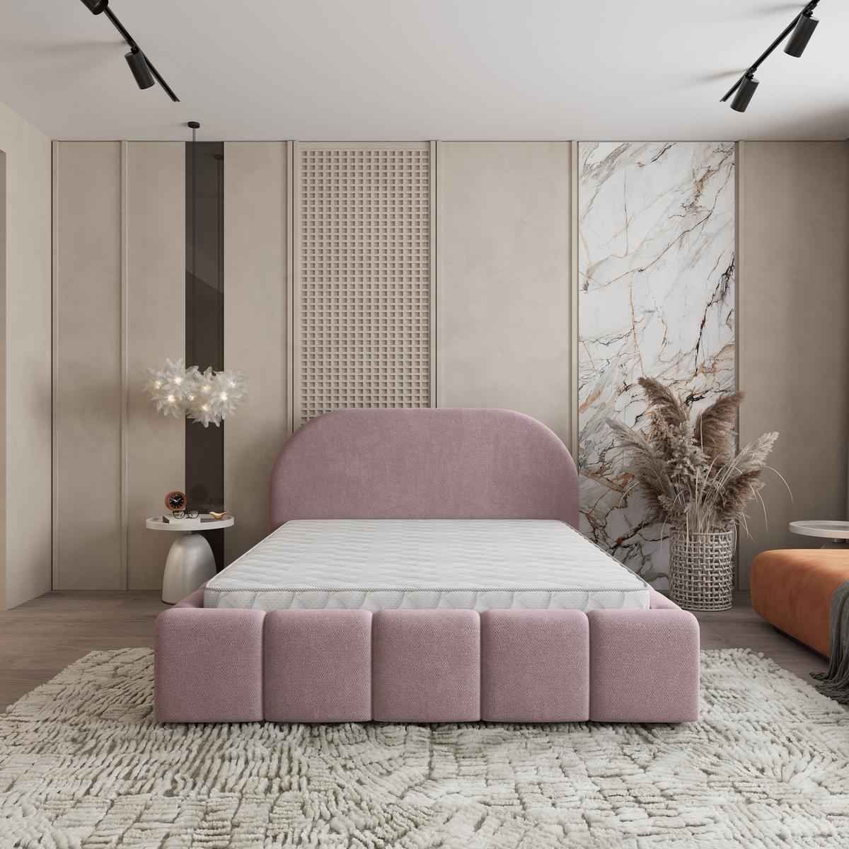 POLSTERBETT FLUSSO 120x200 cm mit Bettkästen - Rosa - Rosa, Holz (120/200cm) - MASSENO