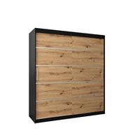 SCHWEBETÜRENSCHRANK 200/180/62 2-türig - Silberfarben/Schwarz, Holz/Kunststoff (180/200/62cm) - MÖBEL KRYSPOL