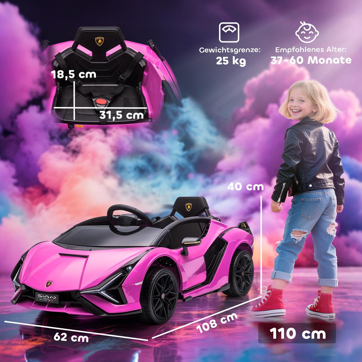 KINDERFAHRZEUG SUV-Auto-Spielzeug mit Fernbedienung Musik Rosa - Hellrosa, Metall (108/62/40cm) - HOMCOM