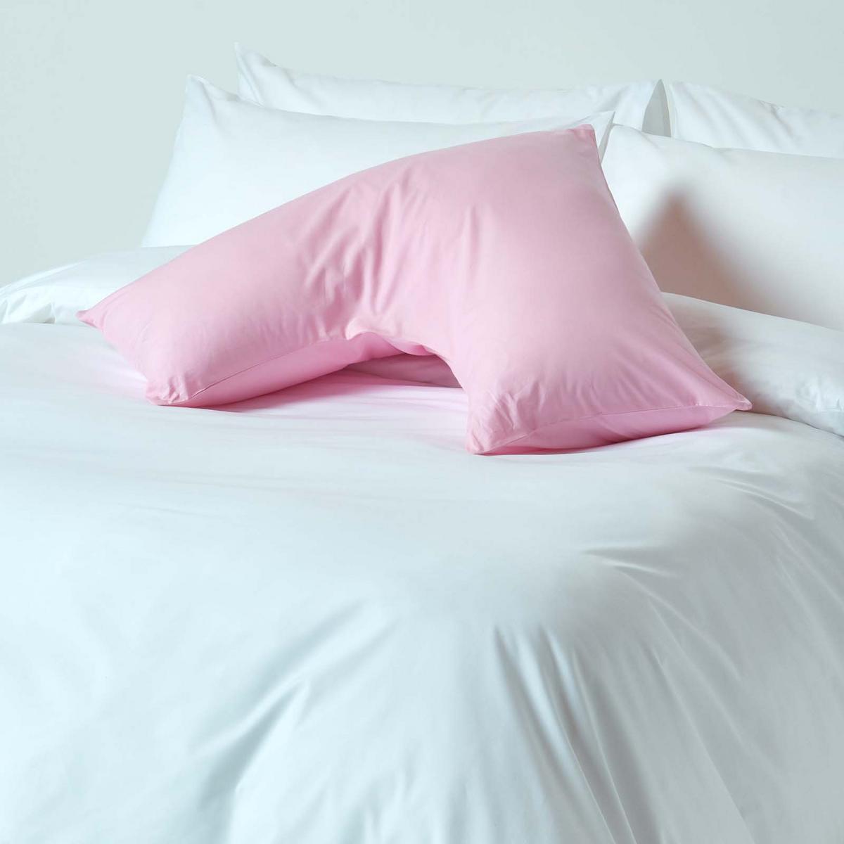 KISSENBEZUG für V-Form-Kissen, Perkal, Fadendichte 200 - Rosa, Textil (38/76cm) - Homescapes