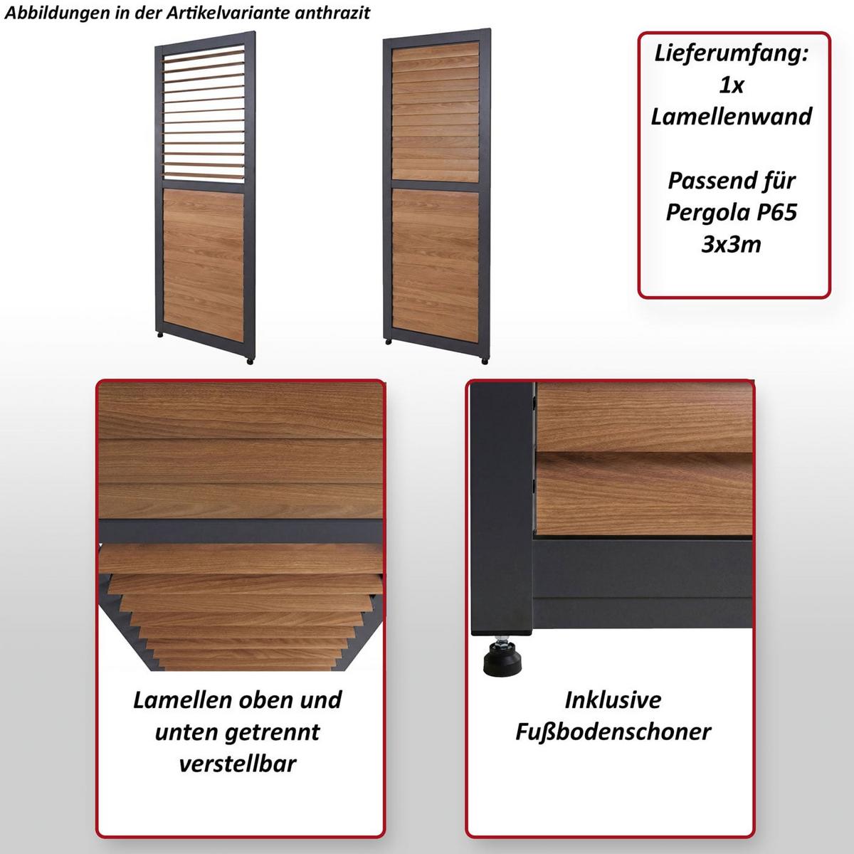 LAMELLENWAND FÜR PERGOLA Weiß - Weiß, Metall (68/220/3cm) - MCW