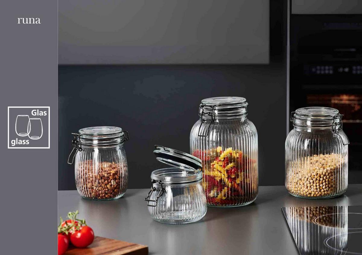 VORRATSGLÄSER MIT CLIP-VERSCHLUSS Lumos transparent 1,4 l 6er Set - Transparent, Glas (13/17/13cm) - Ritzenhoff Breker