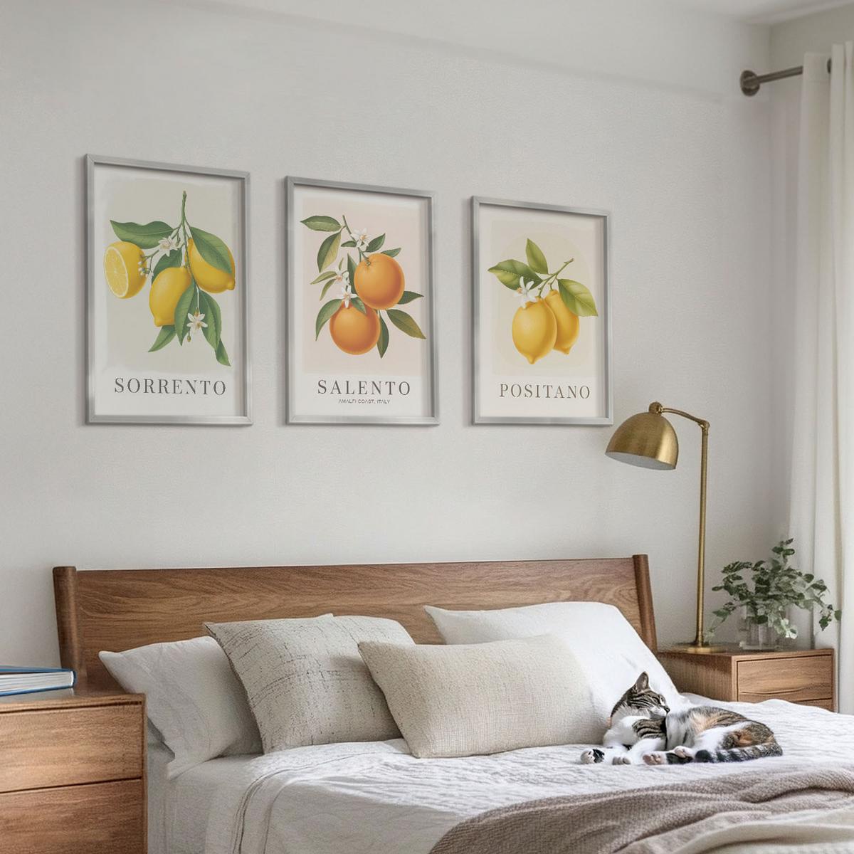 BILDER SET 3er Set - 40x60 cm Silberner Rahmen - Amalfi-Zitronen und -Orangen - Silberfarben, Kunststoff (40/60cm) - TULUP