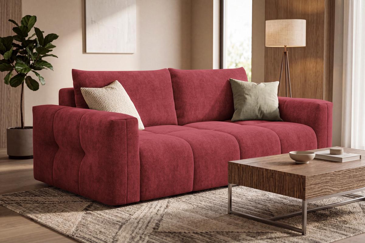 SOFA VERONA 3-Sitzer, Dunkelrot - Schwarz/Dunkelrot, Holz/Textil (224/83/110cm) - Courtois Laville
